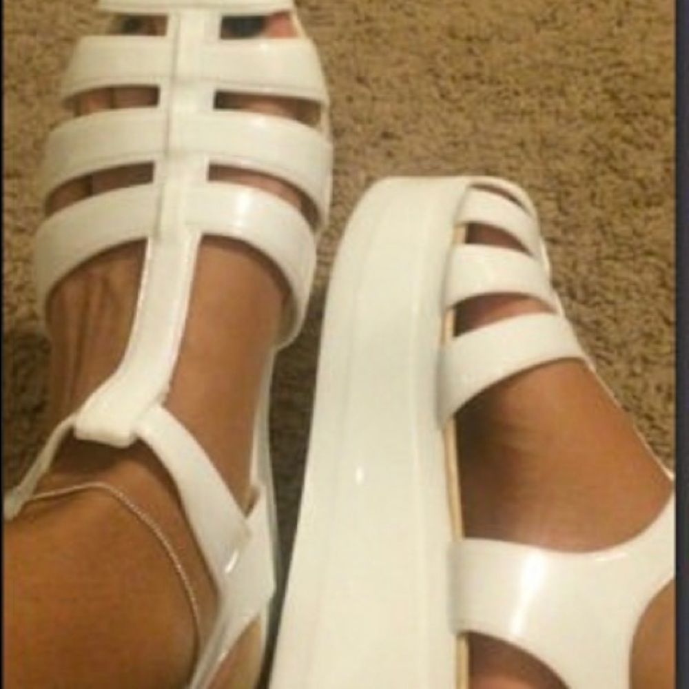 White Plastic/Jelly Steve Madden Platforms